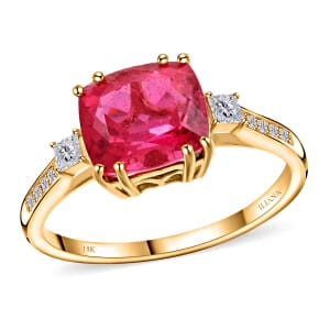 Certified & Appraised Iliana AAA Ouro Fino Rubellite and G-H SI Diamond 3.50 ctw Ring in 18K Yellow Gold (Size 9.0)