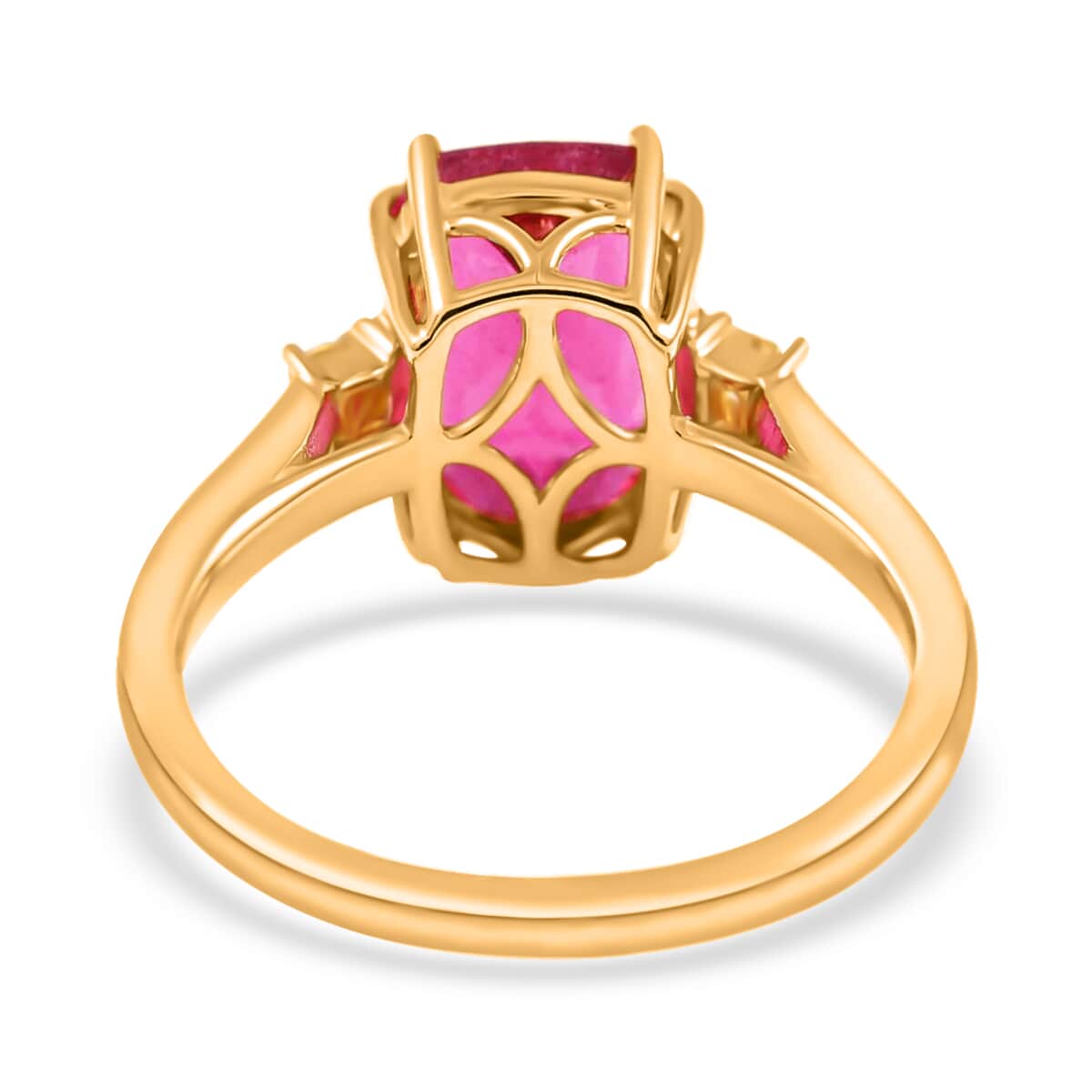 Certified & Appraised Iliana 18K Yellow Gold AAA Ouro Fino Rubellite and G-H SI Diamond Ring (Size 10.0) 3.50 ctw image number 4