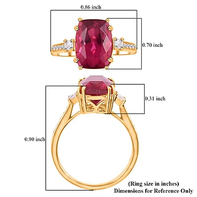 Certified & Appraised Iliana 18K Yellow Gold AAA Ouro Fino Rubellite and G-H SI Diamond Ring (Size 10.0) 3.50 ctw