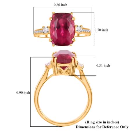 Certified & Appraised Iliana 18K Yellow Gold AAA Ouro Fino Rubellite and G-H SI Diamond Ring (Size 10.0) 3.50 ctw image number 5