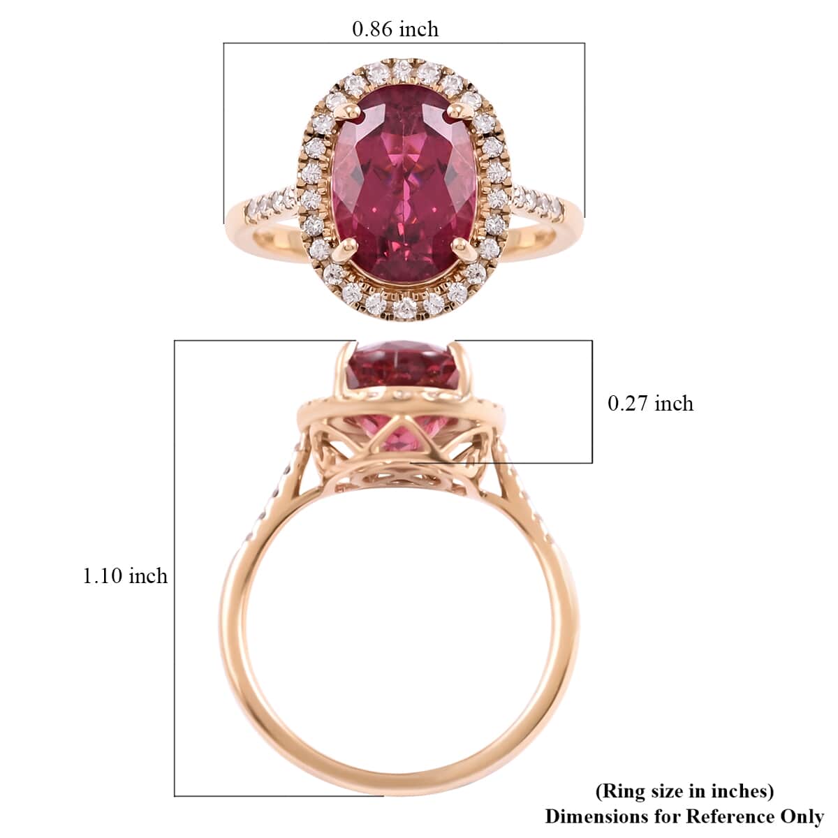 Certified and Appraised ILIANA 18K Yellow Gold AAA Ouro Fino Rubellite and G-H SI Diamond Halo Ring (Size 9.0) 3.90 Grams 4.50 ctw image number 5