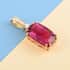 Certified & Appraised ILIANA 18K Yellow Gold AAA Ouro Fino Rubellite and G-H SI Diamond Pendant 4.25 ctw image number 1
