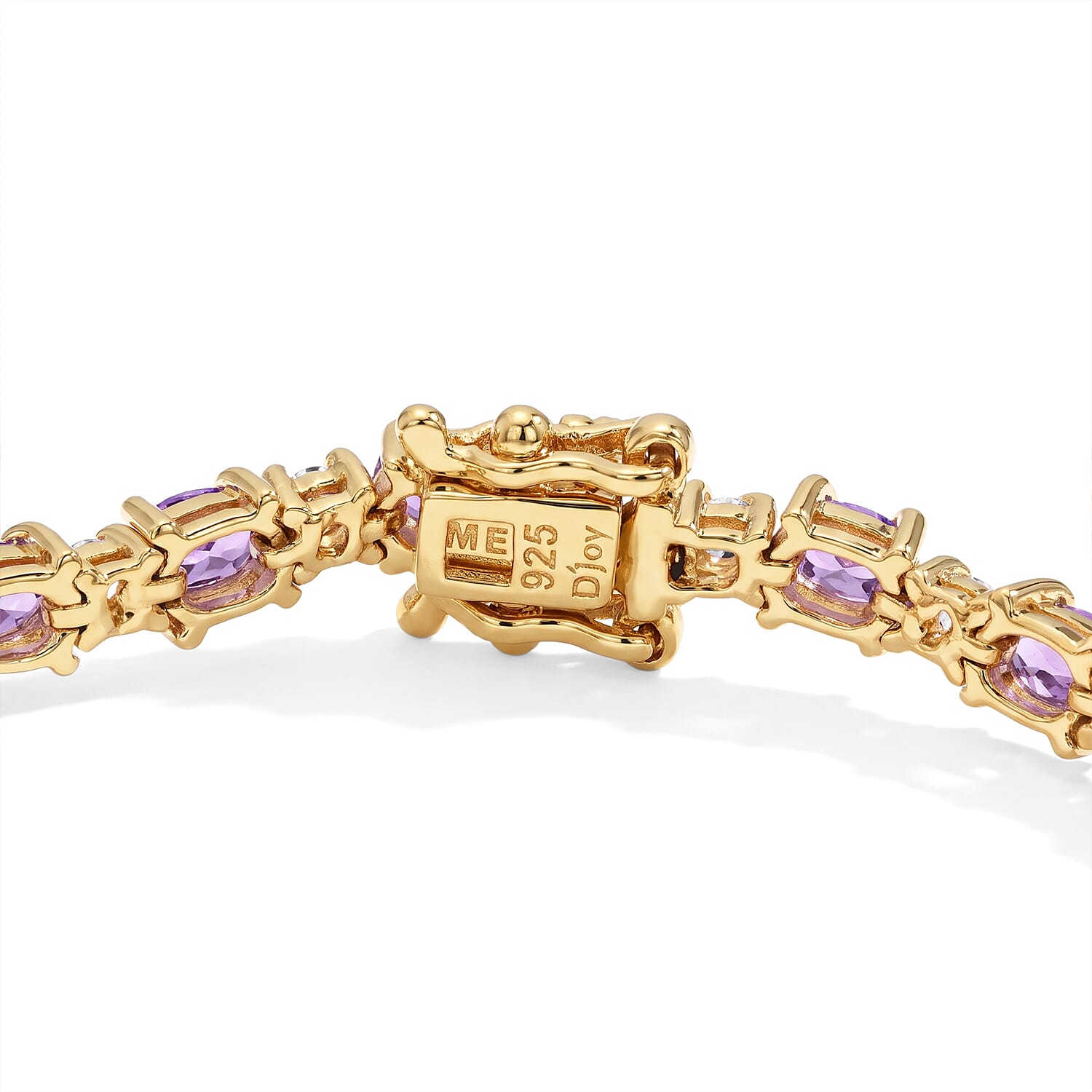 D'Joy Premium Madagascar Purple Sapphire and Moissanite 6.50 ctw The Royal Regalia Bracelet in 18K Vermeil Yellow Gold Over Sterling Silver (6.50 In)