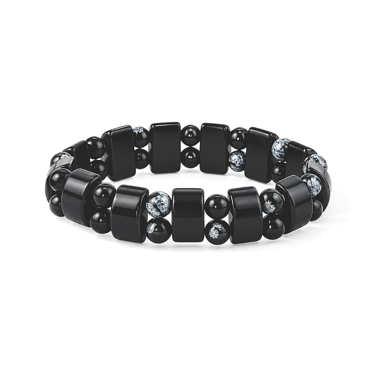 Tanker Black Jasper 117.00 ctw Stretch Bracelet (6-7In)