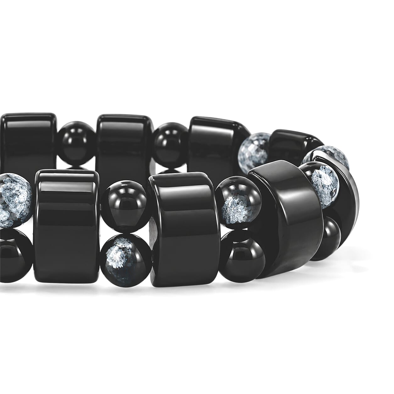Tanker Black Jasper 117.00 ctw Stretch Bracelet (6-7In)