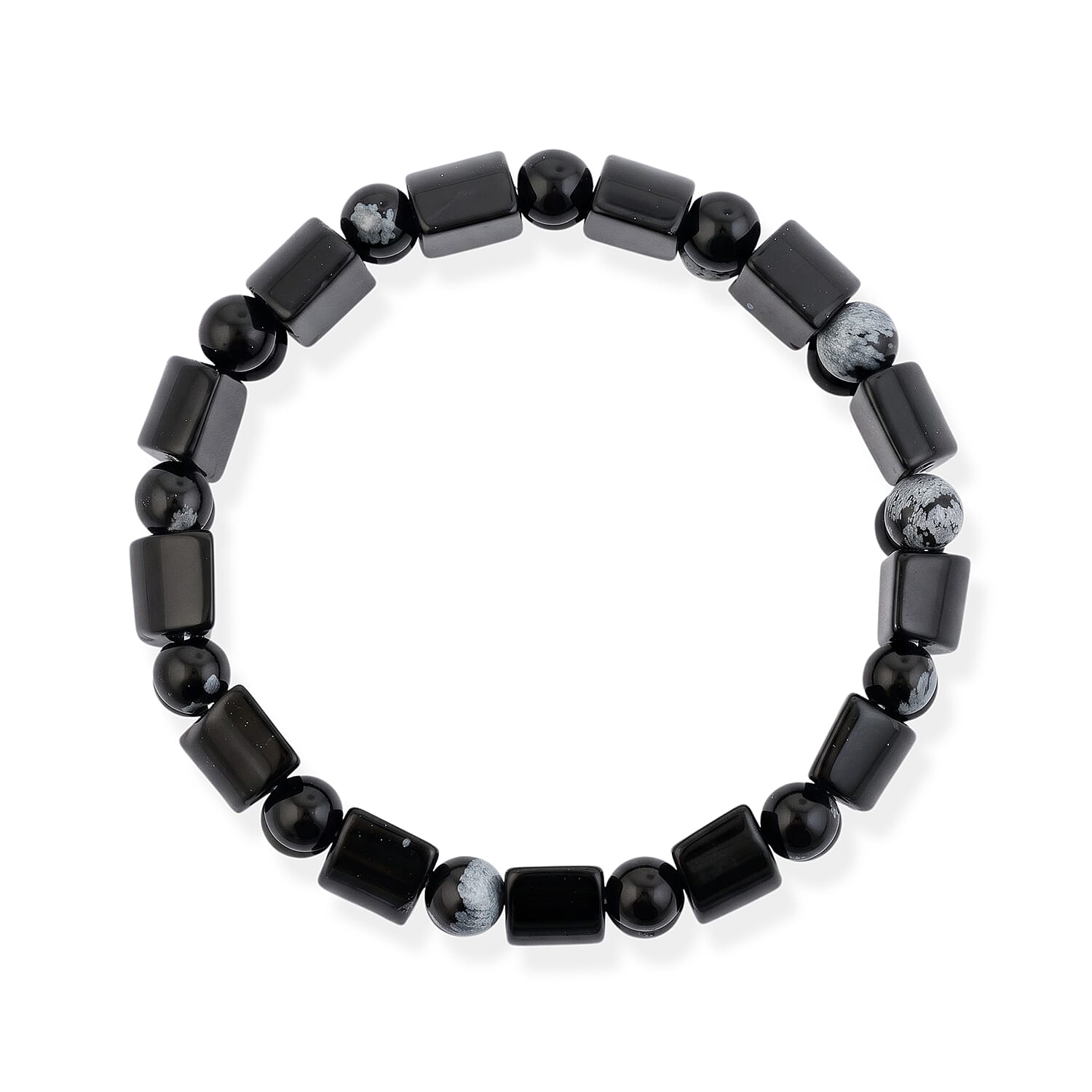 Tanker Black Jasper 117.00 ctw Stretch Bracelet (6-7In)