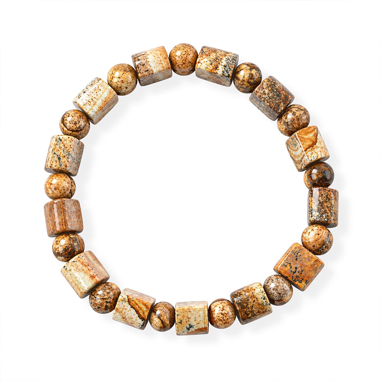 Tanker Picture Jasper 139.00 ctw Stretch Bracelet (6-7In)