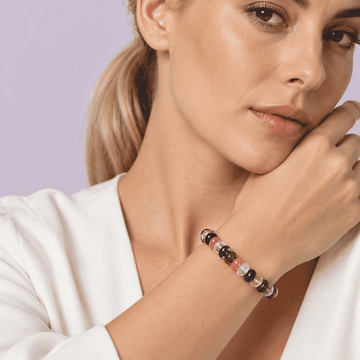 Multi Gemstone 126.00 ctw Rondel Stretch Bracelet (6-8In)