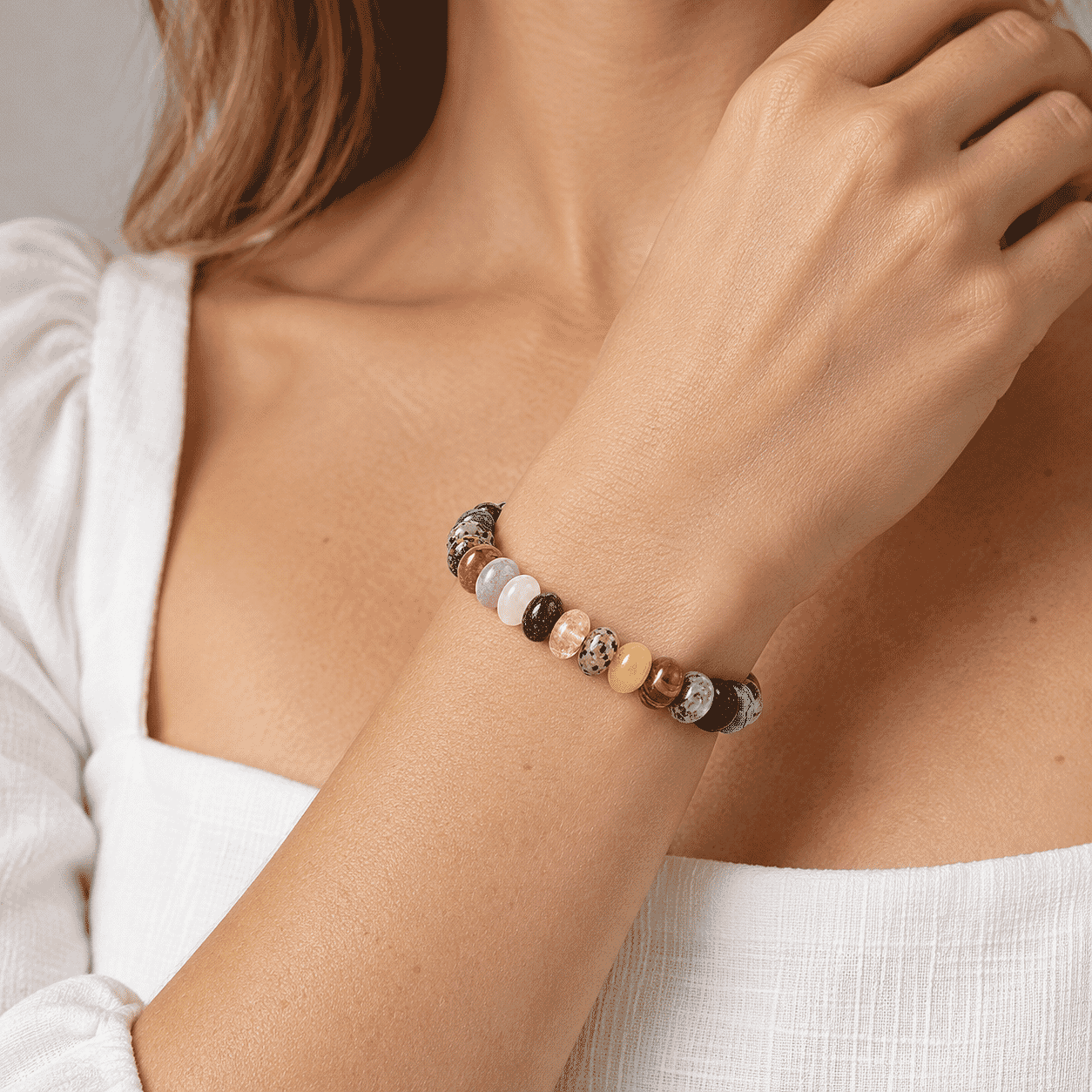 Multi Gemstone 134.00 ctw Rondel Stretch Bracelet (6-8In)