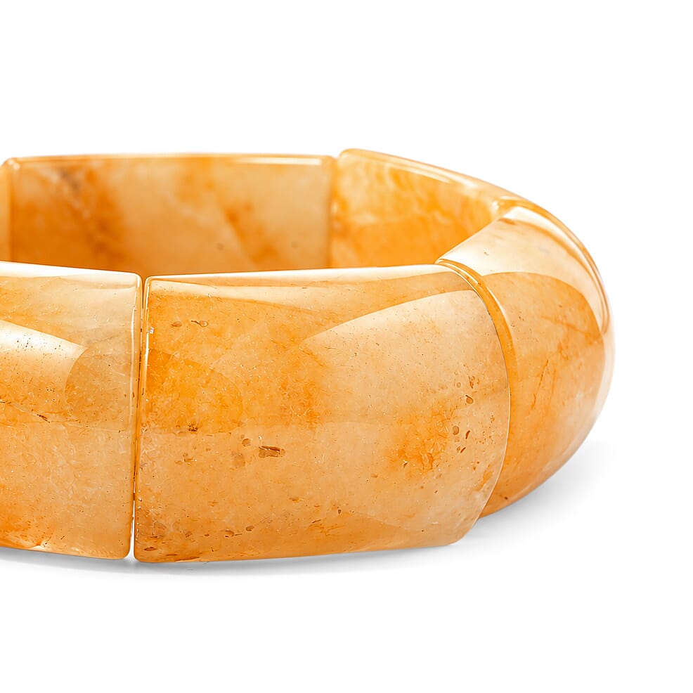 Yellow Jade 432.00 ctw Bridge Stretch Bracelet (6-7In)