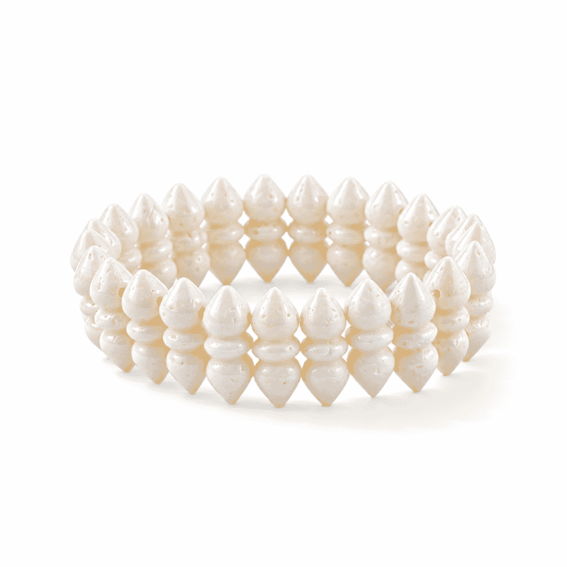 White Jade 132.00 ctw Bone Stretch Bracelet (6-7In)