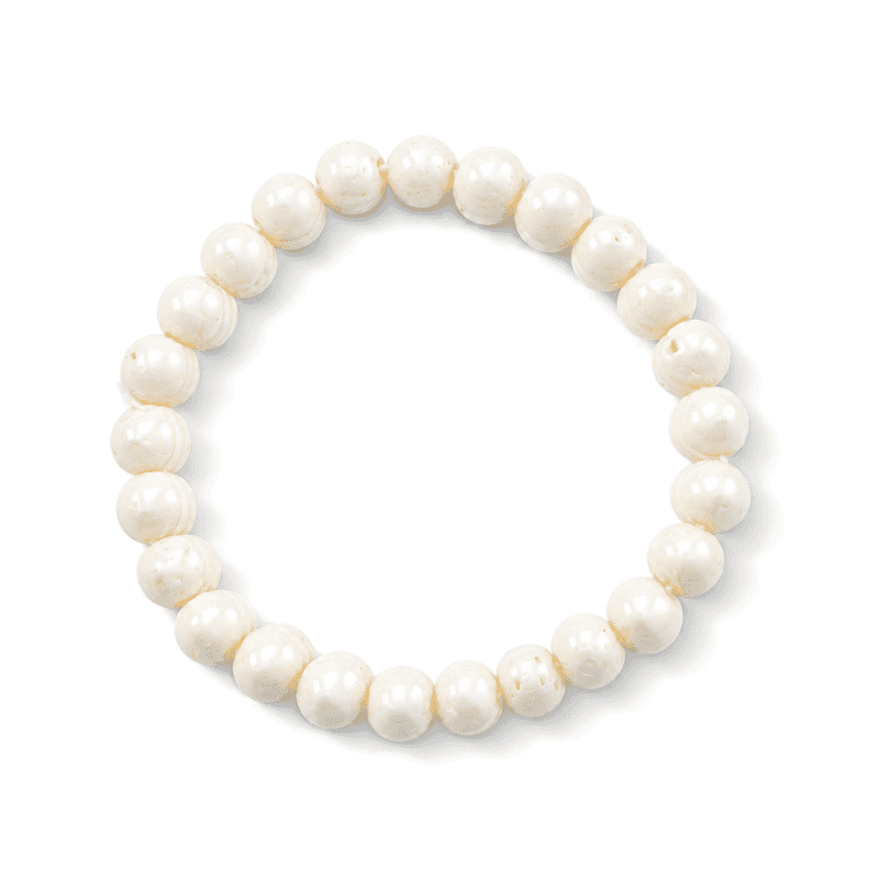 White Jade 132.00 ctw Bone Stretch Bracelet (6-7In)