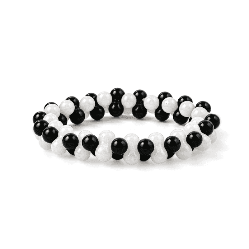 Black and White Jasper 132.00 ctw Peanut Stretch Bracelet (6-7In)