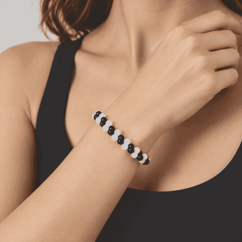 Black and White Jasper 132.00 ctw Peanut Stretch Bracelet (6-7In)