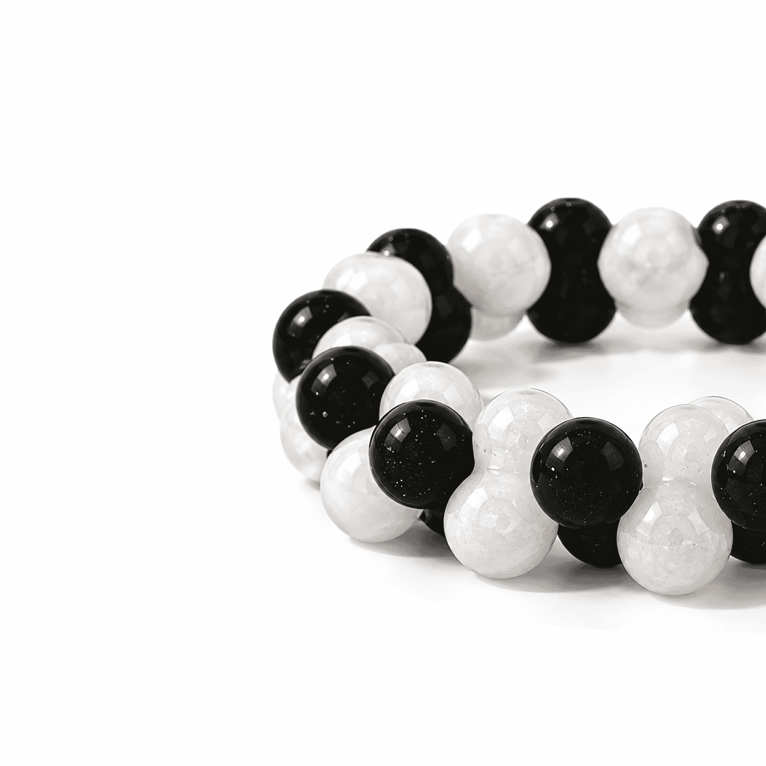 Black and White Jasper 132.00 ctw Peanut Stretch Bracelet (6-7In)