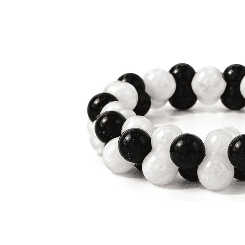 Black and White Jasper 132.00 ctw Peanut Stretch Bracelet (6-7In)