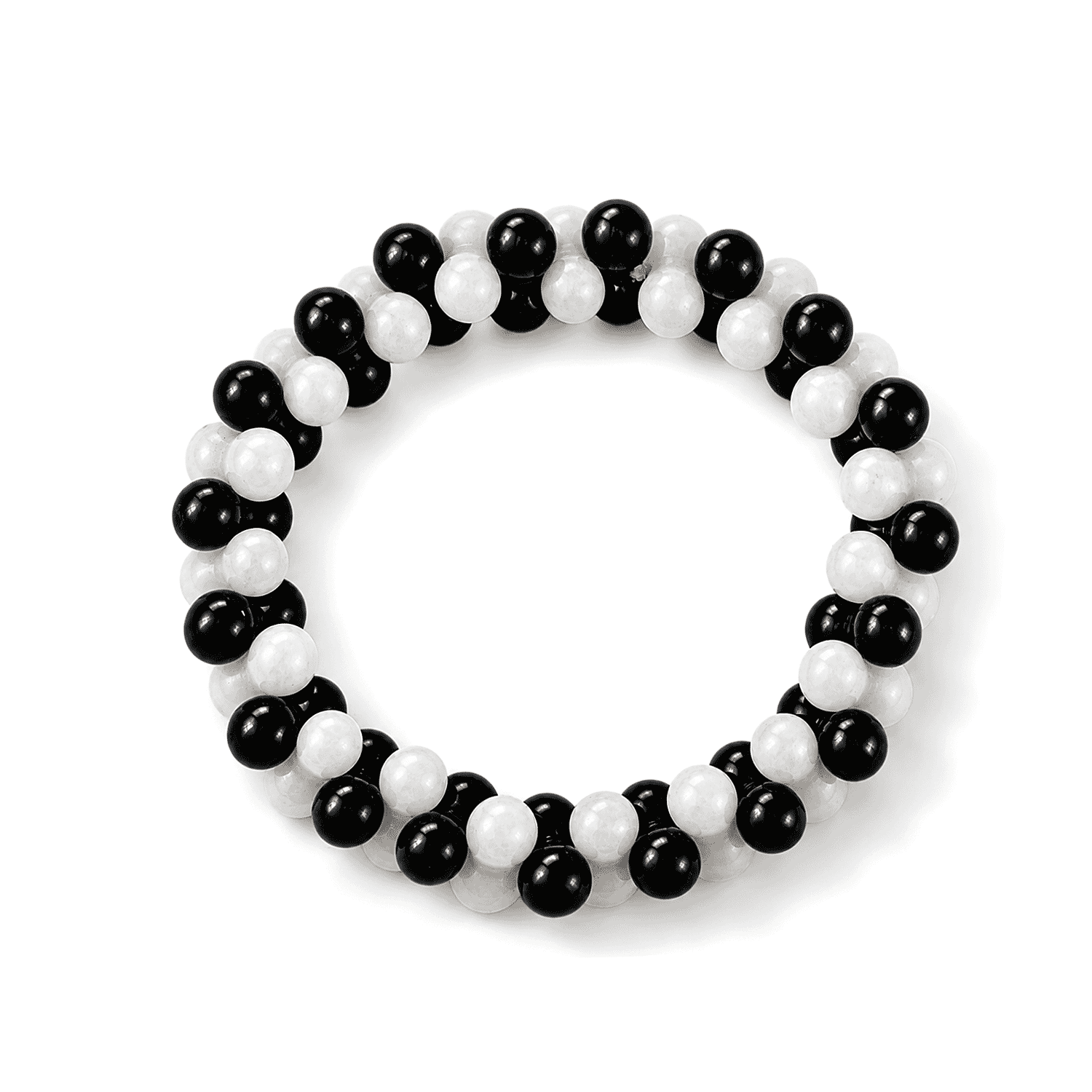 Black and White Jasper 132.00 ctw Peanut Stretch Bracelet (6-7In)