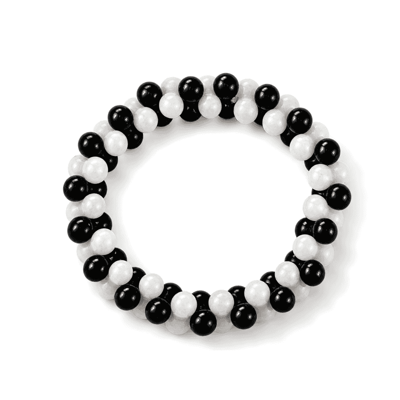 Black and White Jasper 132.00 ctw Peanut Stretch Bracelet (6-7In)