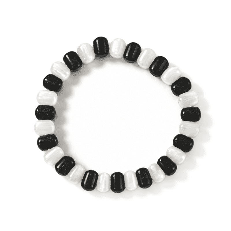 Black and White Jasper 124.00 ctw Square Stretch Bracelet (6-7In)