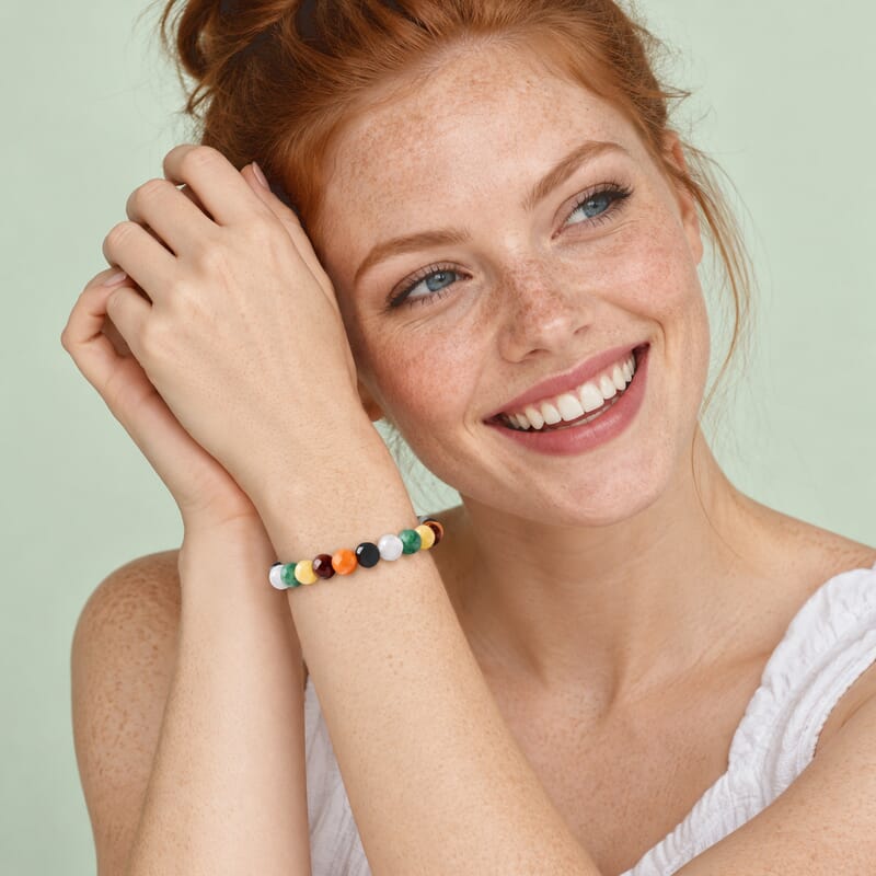 Multi Gemstone 80.00 ctw Faceted Stretch Bracelet (6-8In)