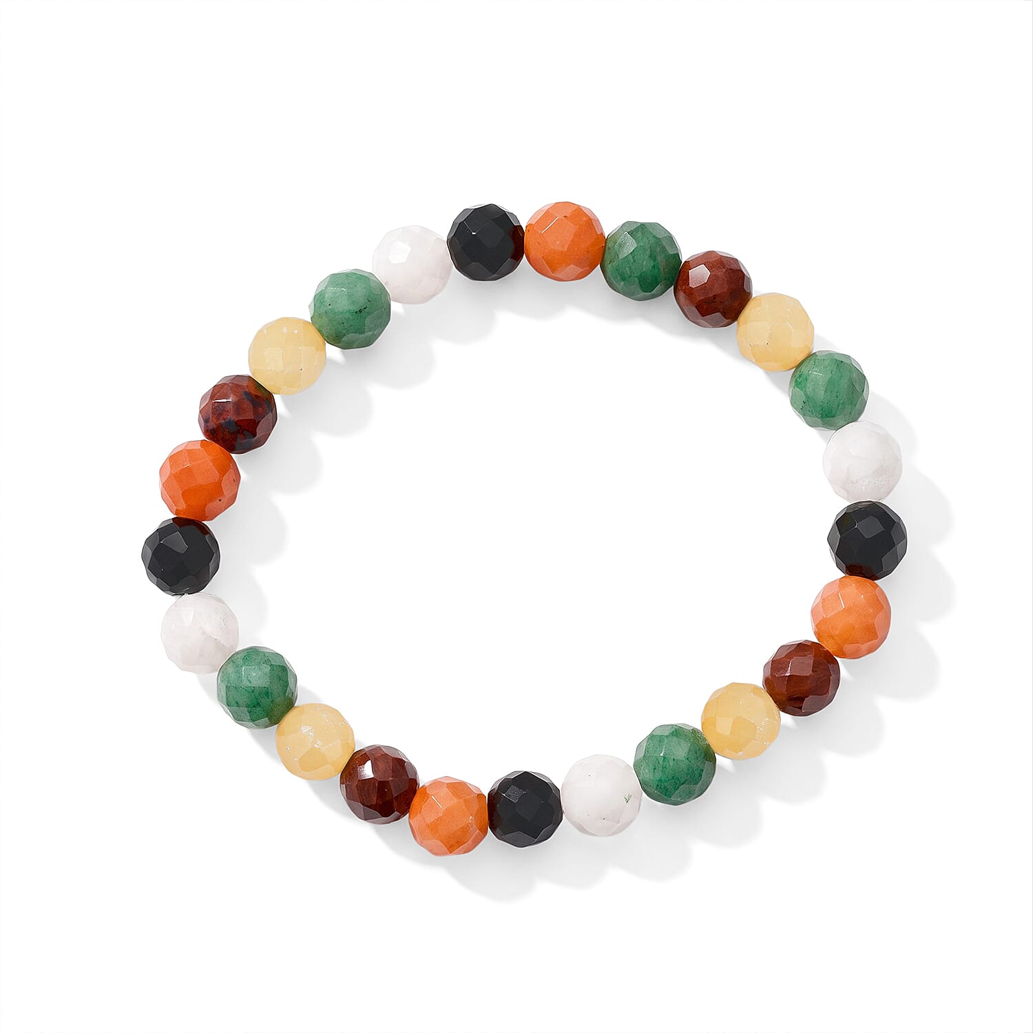 Multi Gemstone 80.00 ctw Faceted Stretch Bracelet (6-8In)