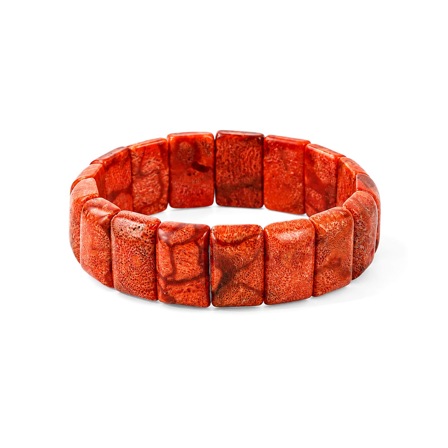 Rectangle Synthetic Coral Stretch Bracelet (6-8In)