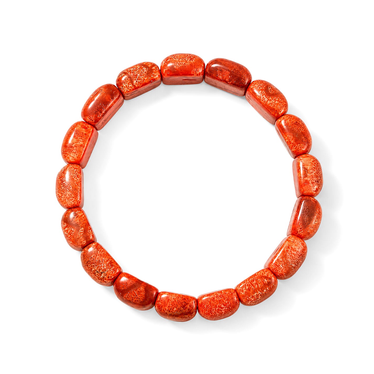 Rectangle Synthetic Coral Stretch Bracelet (6-8In)