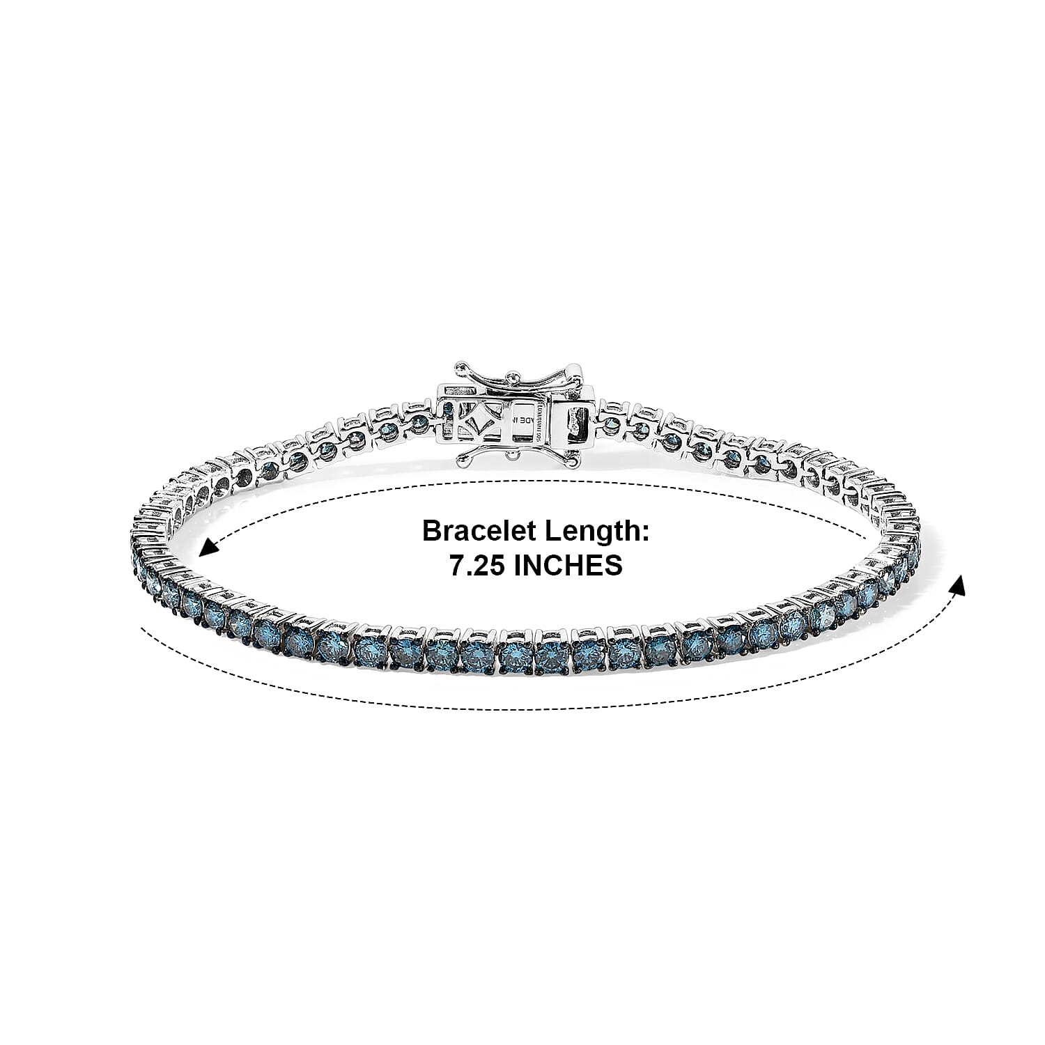 Doorbuster Luxuriant Lab Grown Blue Diamond (IR) SI 5.00 ctw Tennis Bracelet in Rhodium Over Sterling Silver (7.25 In)