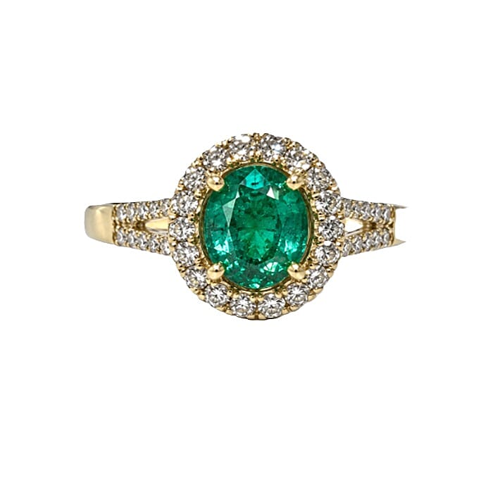 AAAA Kagem Zambian Emerald and Diamond G-H SI 2.35 ctw Ring in 18K Yellow Gold (Size 6.0) 5.05 Grams
