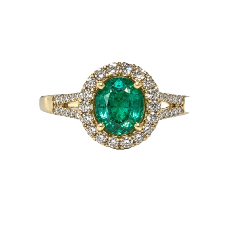 AAAA Kagem Zambian Emerald and Diamond G-H SI 2.35 ctw Ring in 18K Yellow Gold (Size 6.0) 5.05 Grams