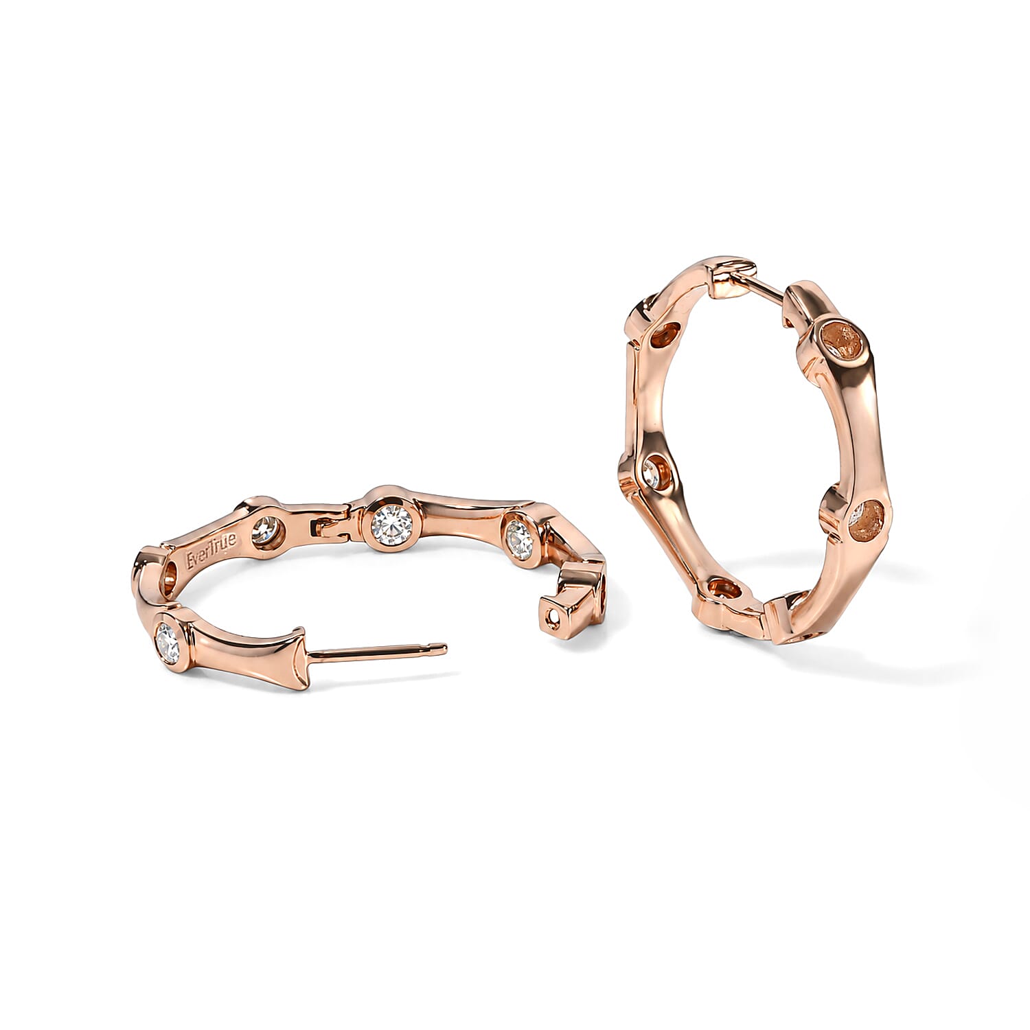 Doorbuster EverTrue Moissanite 1.20 ctw Hoop Earrings in 18K RG Plated
