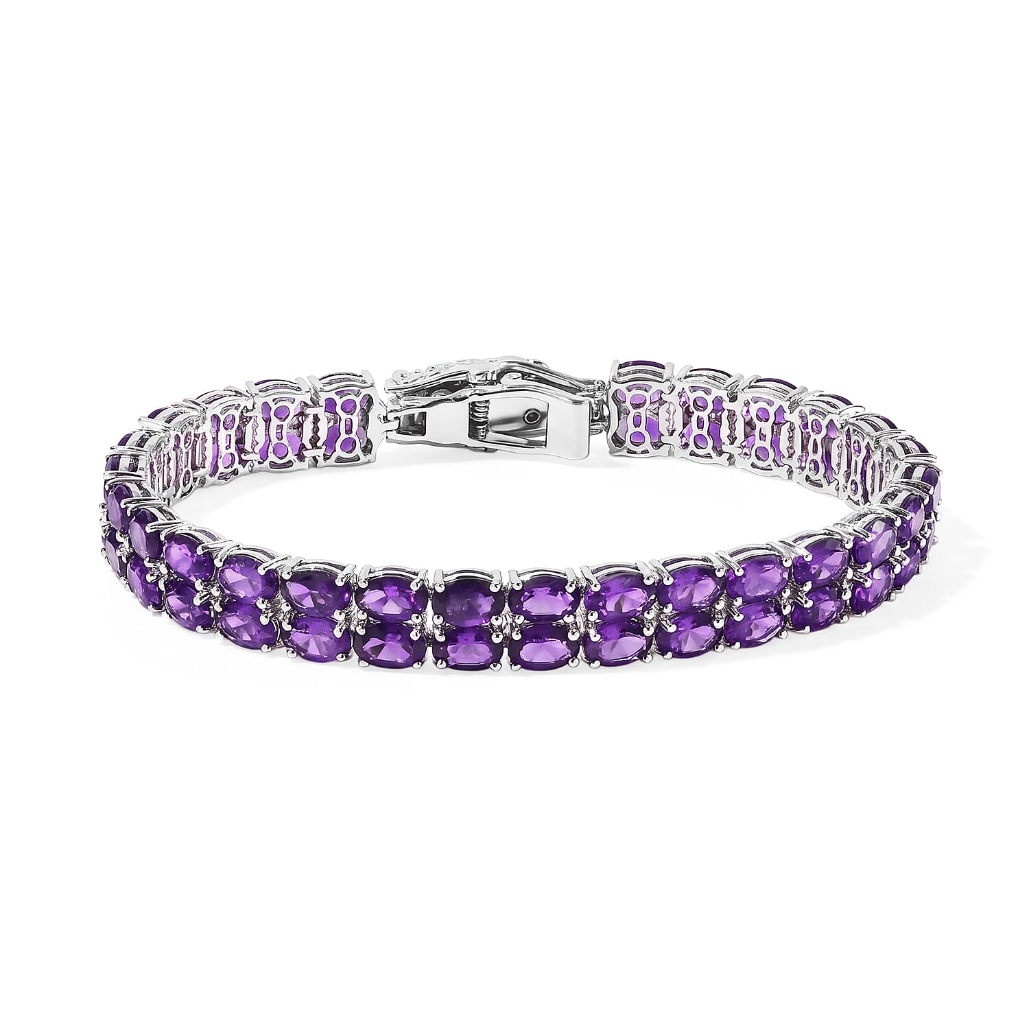 Doorbuster EverTrue African Amethyst and Thai Black Spinel 19.65 ctw Bracelet in Platinum Bond (7.25 In)