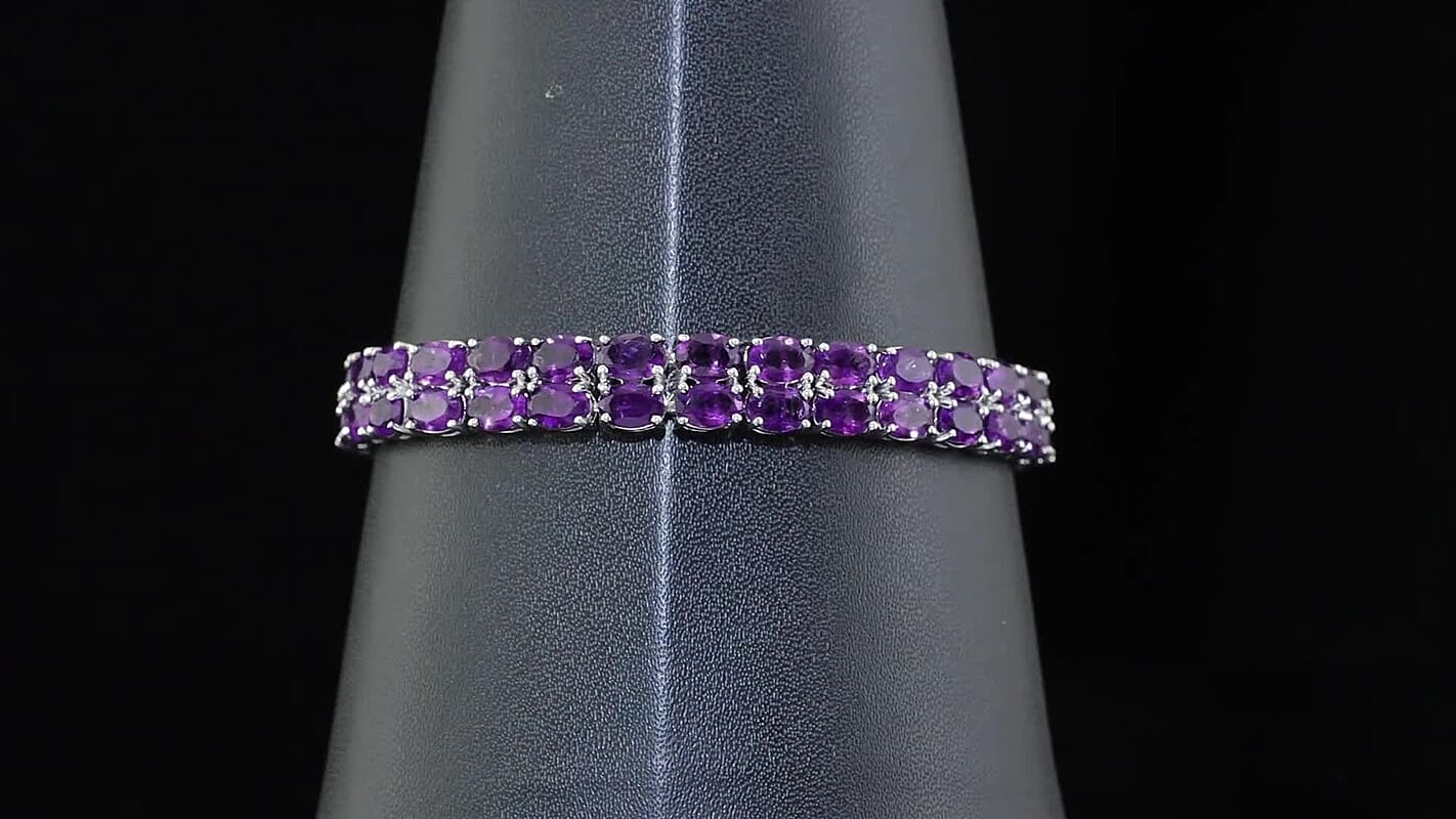 Doorbuster EverTrue African Amethyst and Thai Black Spinel 19.65 ctw Bracelet in Platinum Bond (7.25 In)