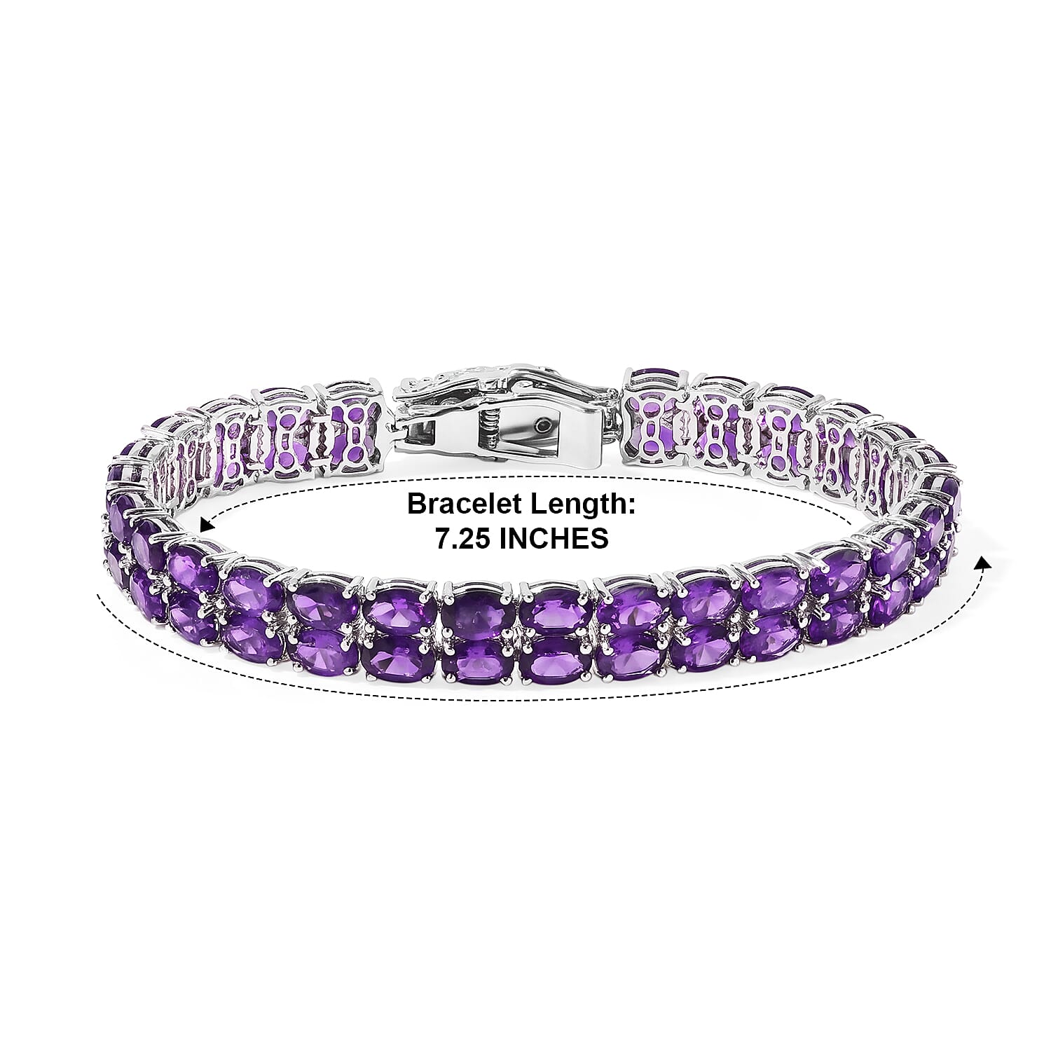 Doorbuster EverTrue African Amethyst and Thai Black Spinel 19.65 ctw Bracelet in Platinum Bond (7.25 In)