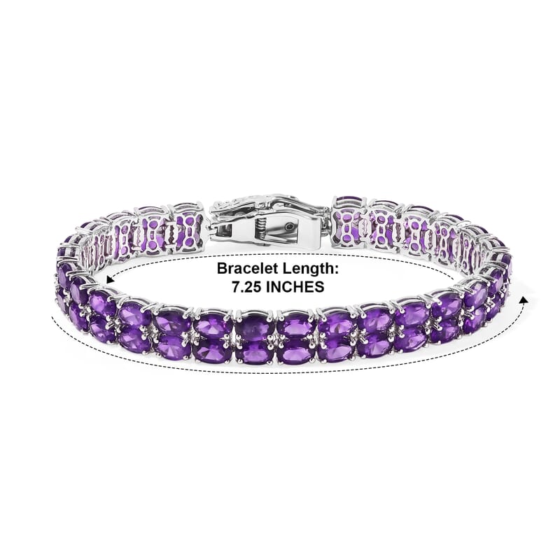 Doorbuster EverTrue African Amethyst and Thai Black Spinel 19.65 ctw Bracelet in Platinum Bond (7.25 In)