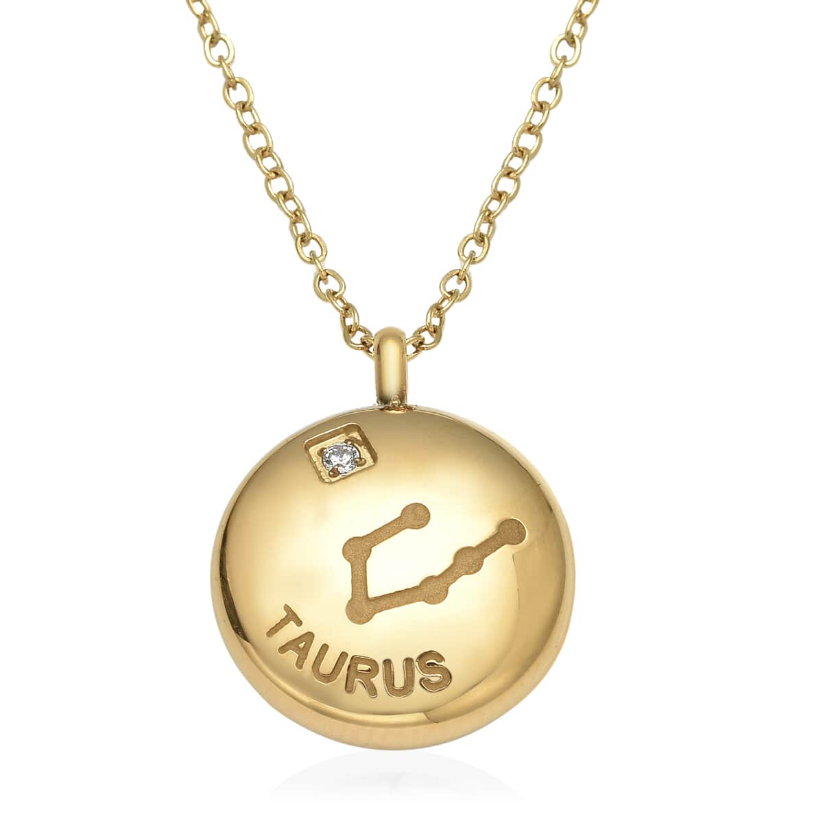 Taurus Zodiac Jewelry Gift Box with Austrian Crystal Constellation Necklace 20 Inches in ION Plated YG Stainless Steel image number 1