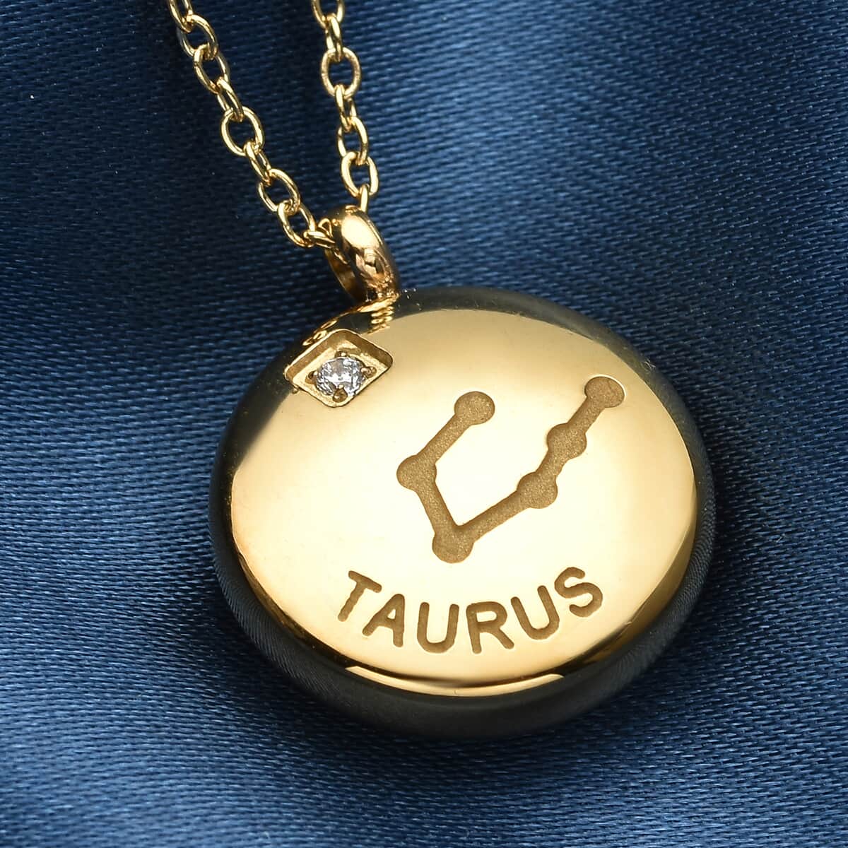 Taurus Zodiac Jewelry Gift Box with Austrian Crystal Constellation Necklace 20 Inches in ION Plated YG Stainless Steel image number 2