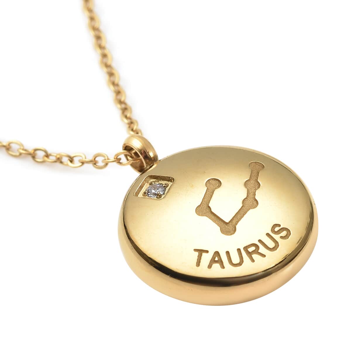 Taurus Zodiac Jewelry Gift Box with Austrian Crystal Constellation Necklace 20 Inches in ION Plated YG Stainless Steel image number 3