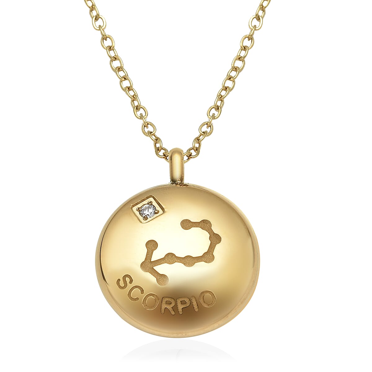 Scorpio Zodiac Jewelry Gift Box with Austrian Crystal Constellation Necklace 20 Inches in ION Plated YG Stainless Steel image number 1