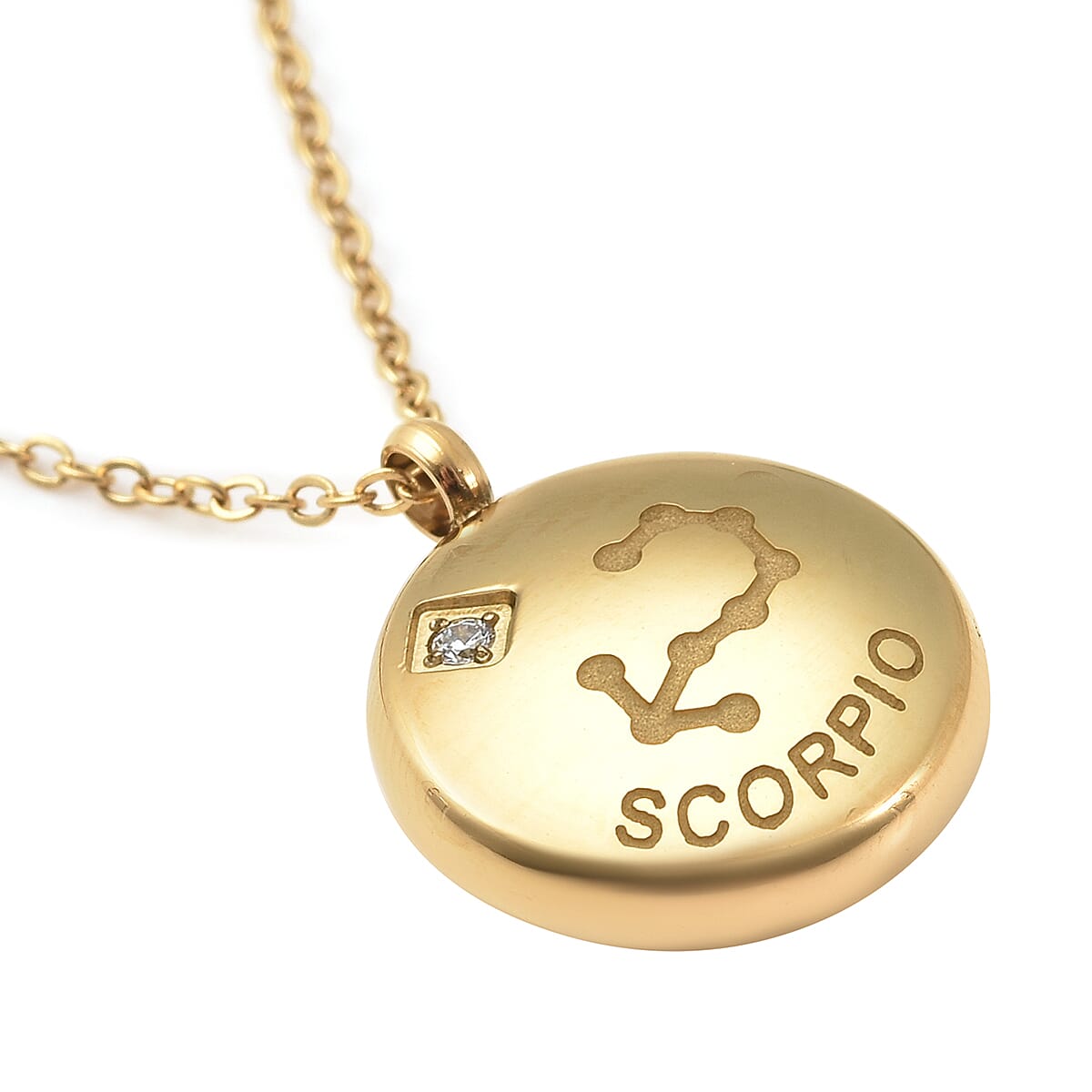 Scorpio Zodiac Jewelry Gift Box with Austrian Crystal Constellation Necklace 20 Inches in ION Plated YG Stainless Steel image number 3