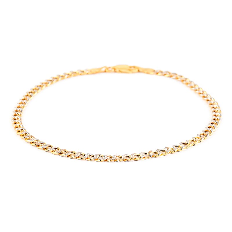 Vegas Closeout Deal 10K Yellow Gold 3.5mm Pave Curb Bracelet (8.00 In) 1.9 Grams