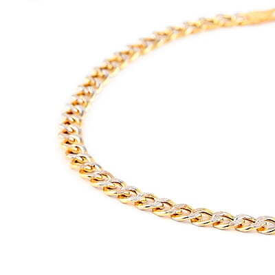 Vegas Closeout Deal 10K Yellow Gold 3.5mm Pave Curb Bracelet (8.00 In) 1.9 Grams