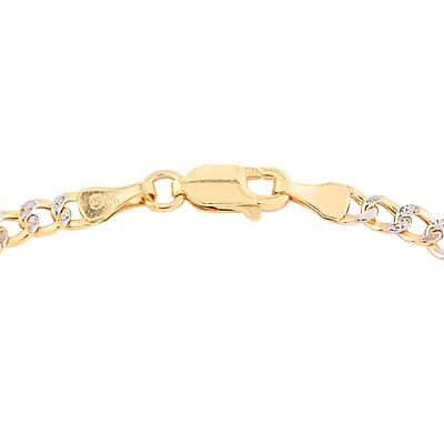 Vegas Closeout Deal 10K Yellow Gold 3.5mm Pave Curb Bracelet (8.00 In) 1.9 Grams