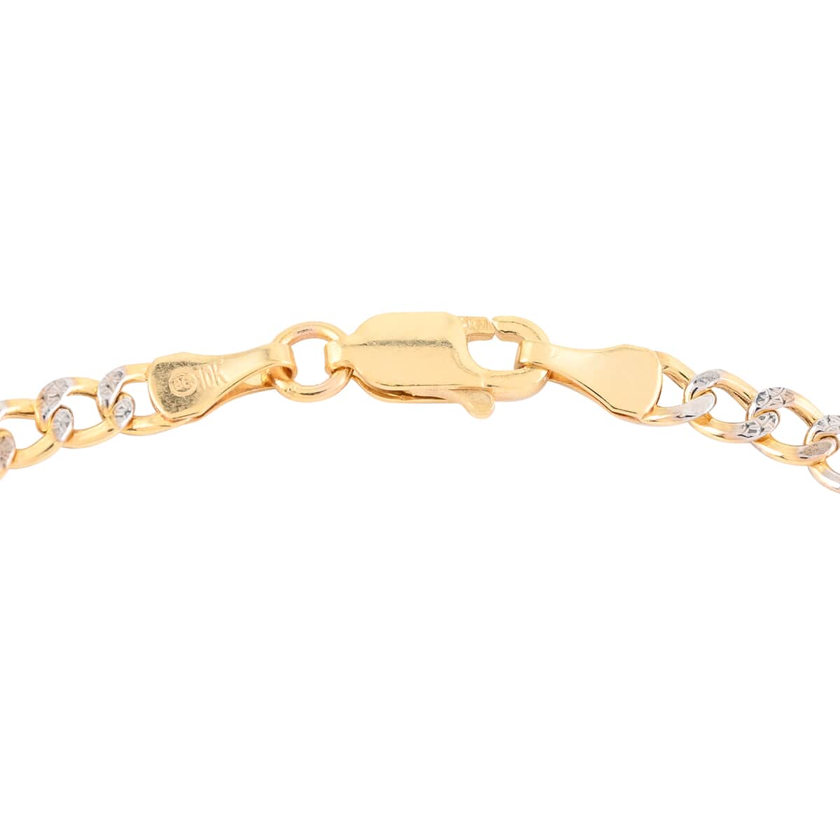 Vegas Closeout Deal 10K Yellow Gold 3.5mm Pave Curb Bracelet (8.00 In) 1.9 Grams image number 4