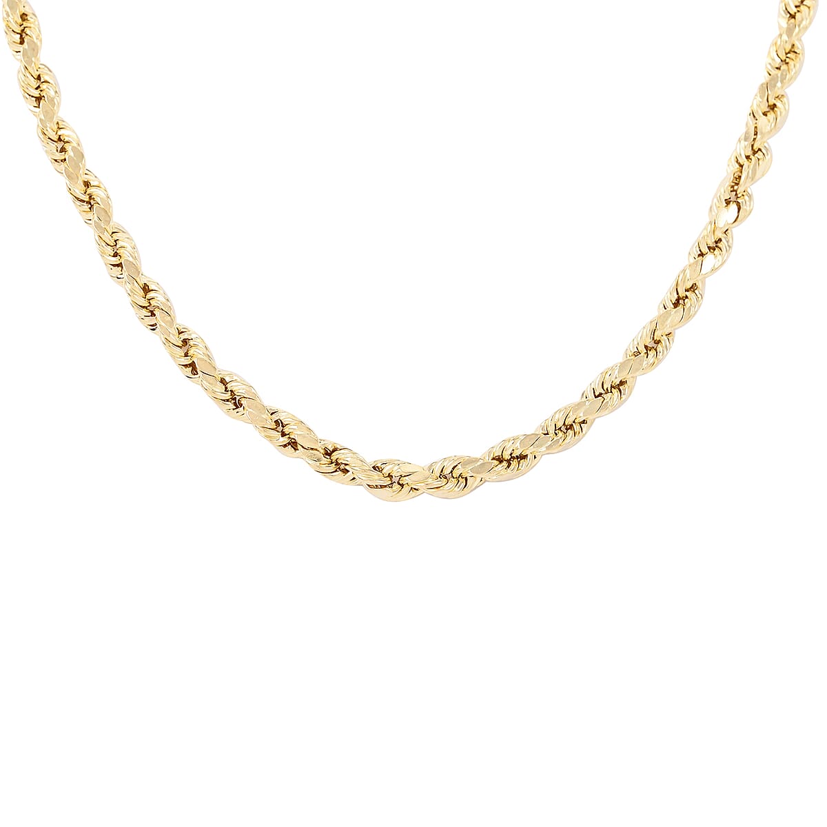 VEGAS CLOSEOUT Deal 10K Yellow Gold 7mm Diamond Cut Rope Necklace 18 Inches 19.50 Grams image number 0