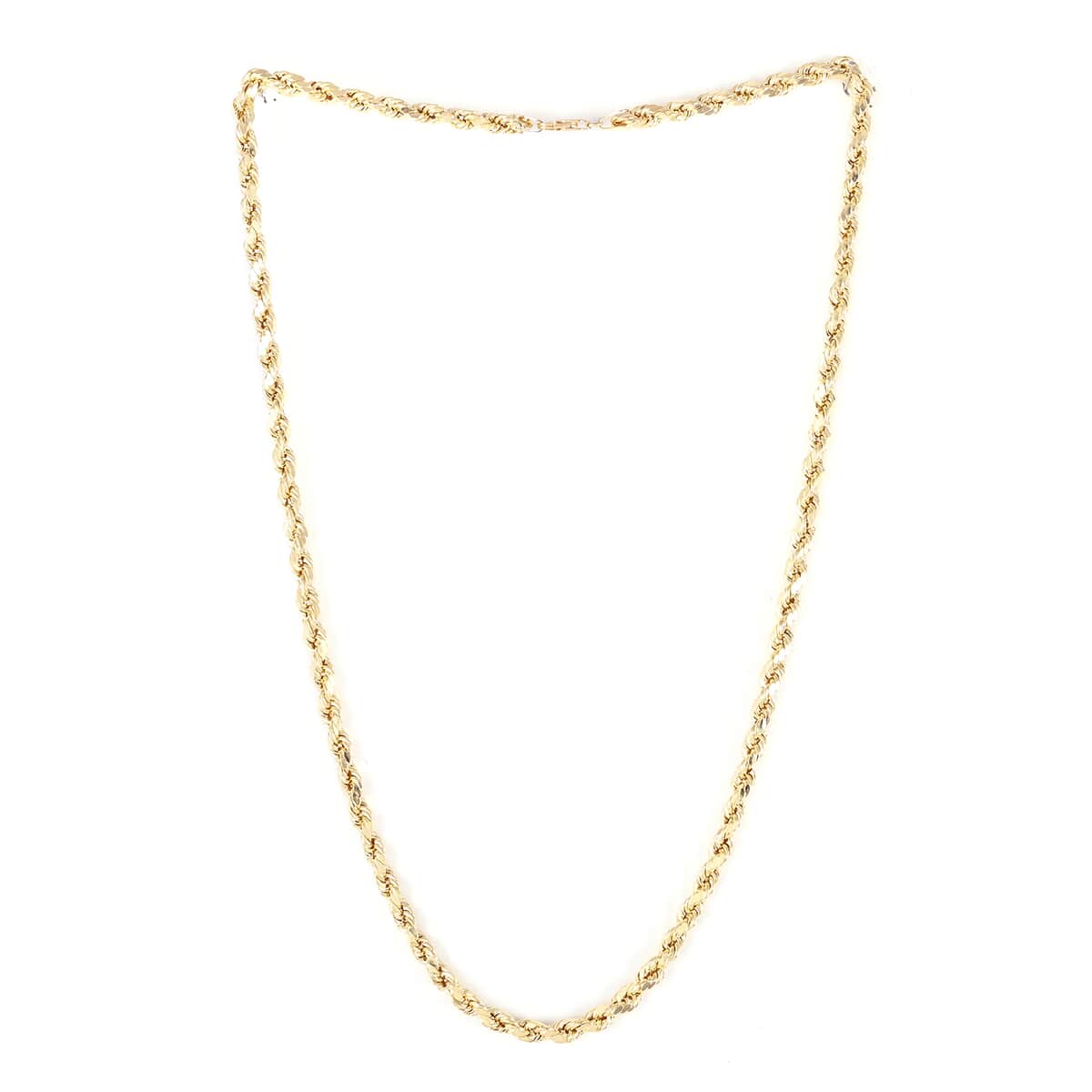 VEGAS CLOSEOUT Deal 10K Yellow Gold 7mm Diamond Cut Rope Necklace 18 Inches 19.50 Grams image number 3