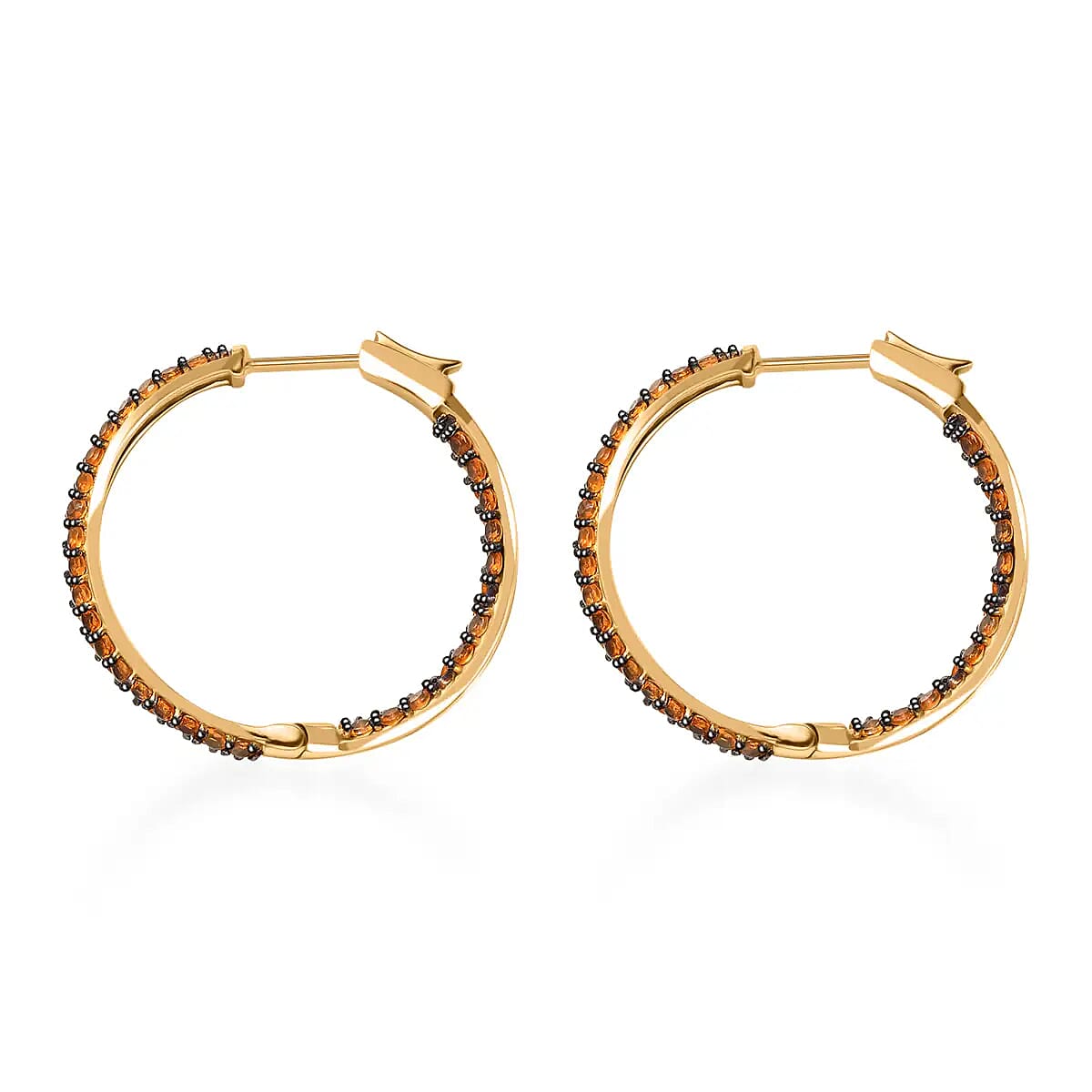 D'Joy Mexican Fire Opal Inside Out Hoop Earrings in Vermeil Yellow Gold Over Sterling Silver 3.15 ctw