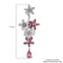 GP Italian Garden Collection Morro Redondo Pink Tourmaline and Natural White Zircon Floral Earrings in Platinum Over Sterling Silver 3.60 ctw image number 4