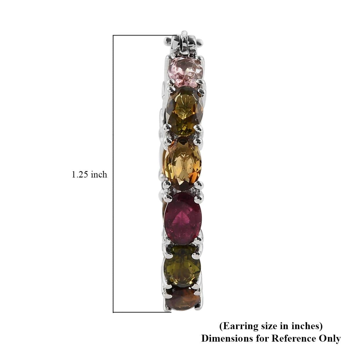 Multi-Tourmaline Inside Out Hoop Earrings in Platinum Over Sterling Silver 9.15 ctw image number 4