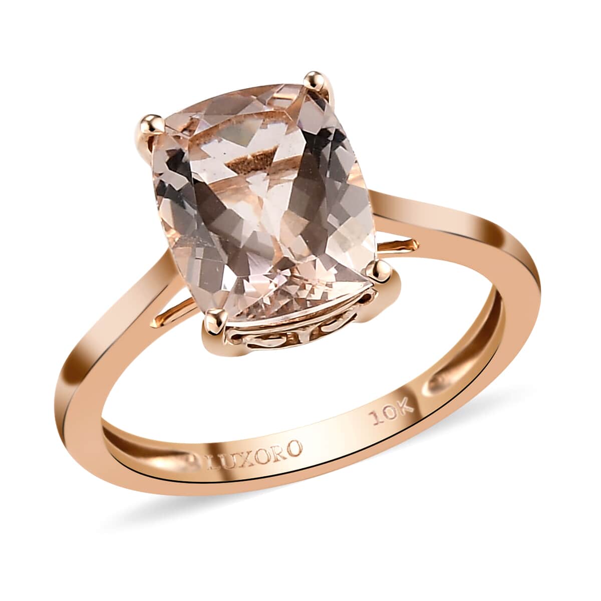 LUXORO 10K Rose Gold AAA Marropino Morganite Solitaire Ring (Size 10.0) 2.15 Grams 2.60 ctw image number 0